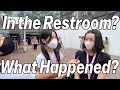 Japanese women enter the restroom with multiple people?