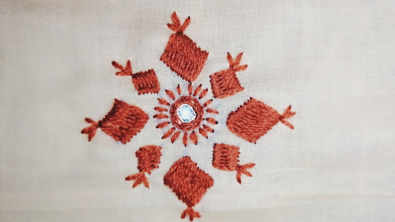 How to make a simple and easy embroidery flower /hand embroidery /mirror work embroidery