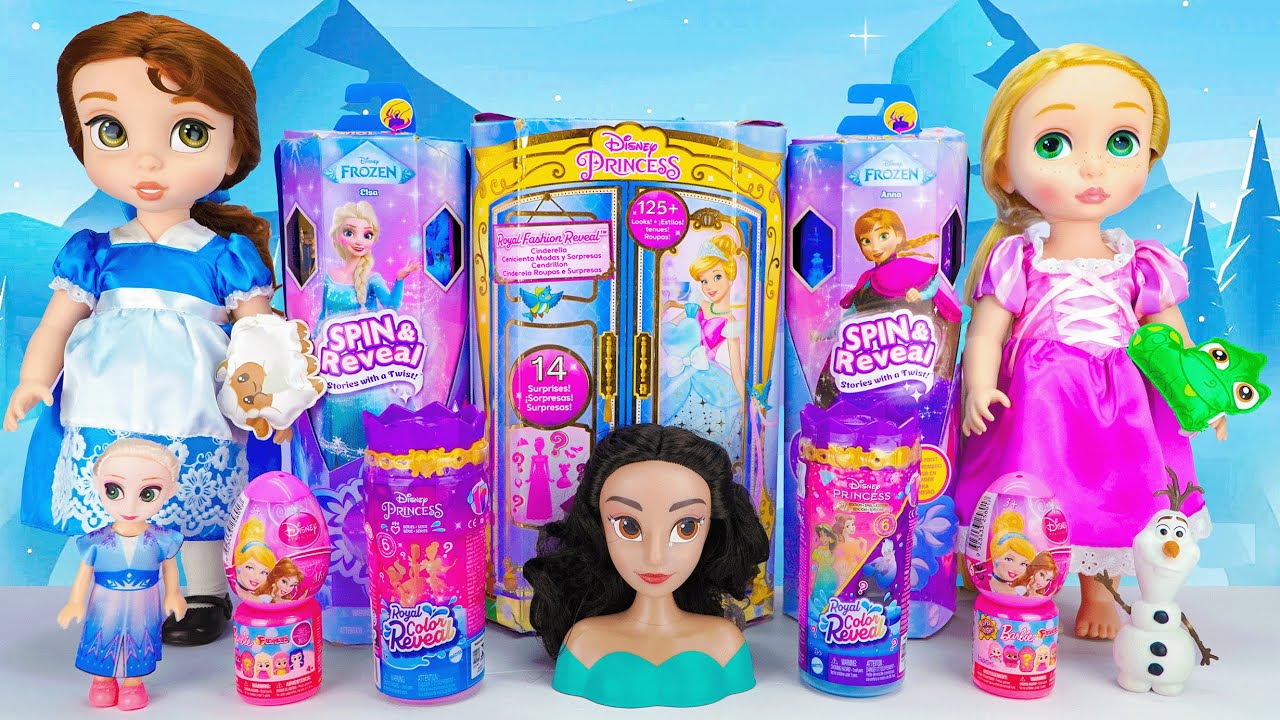 Unboxing Surprise Elsa & Anna Doll Toys | Disney Princess Royal Fashion Reveal |Jasmine Styling Head