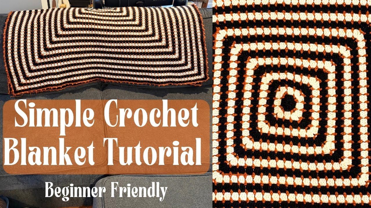 Мастер-класс по вязанию одеяла «Костер» | Простое вязаное крючком одеяло | Подходит для начинающих