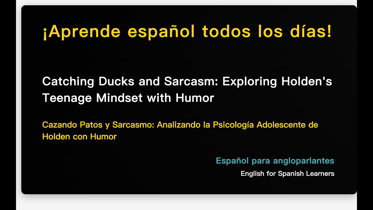 Catching Ducks and Sarcasm: Exploring Holden's Teenage Mindset with Humor