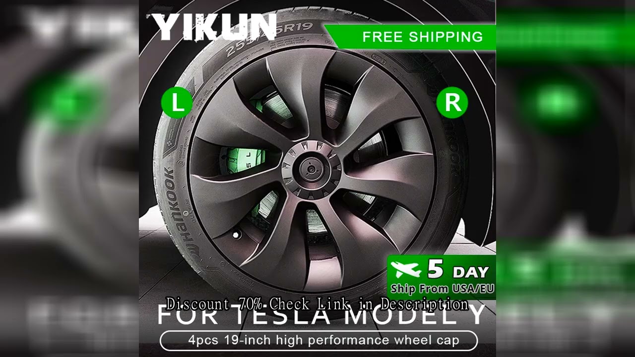 4PCS Hub Cap Car Performance Replacement  for Tesla Model Y Wheel Cap 19 Inch Automobile Hubcap Full