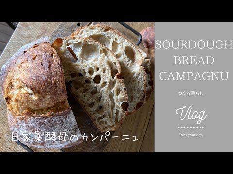 SUB/すっぱくない自家製酵母カンパーニュの作り方/パニーニの朝食/How to make sourdough bread campagne