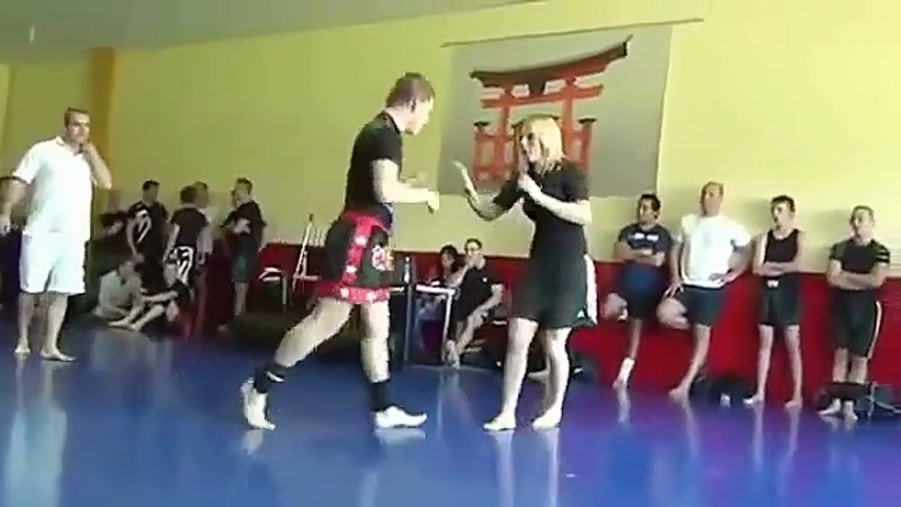 Girl vs boy grappling |  strong blonde girl beats a man in grapling