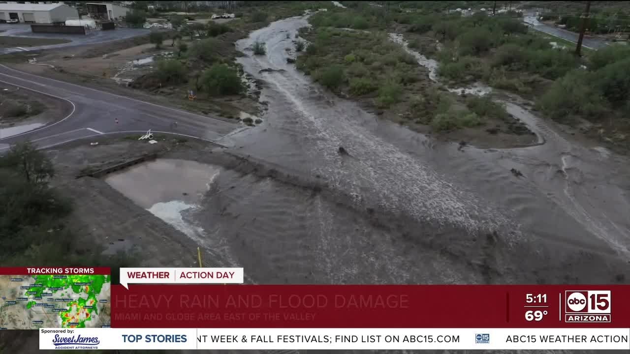 High school, residents cleaning up after flash flooding in Miami-Globe area
