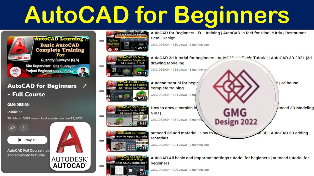 AutoCAD for Beginners - Full Course | Complete AutoCAD Training for ...