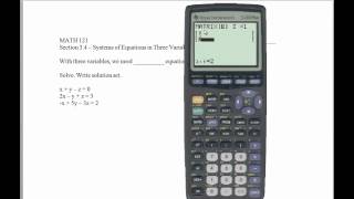 KCC - Math 121 Chapter 3 Solving Equations Using a Matrix