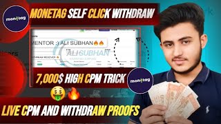 Monetag Self Click High CPM Method | Live Withdraw Proofs | Direct Link Loading Method