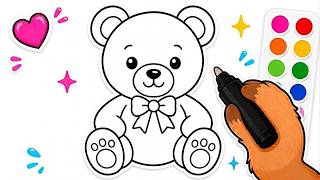 Coloring a Cute Teddy Bear 🧸 | Easy Coloring for Kids | Learn Colors & Drawing Fun
