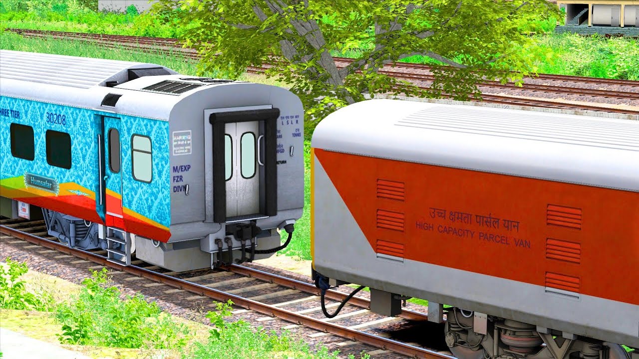LHB PARCEL VAN DECOUPLING HUMSAFAR TRAIN BUMPY RAILROAD Train