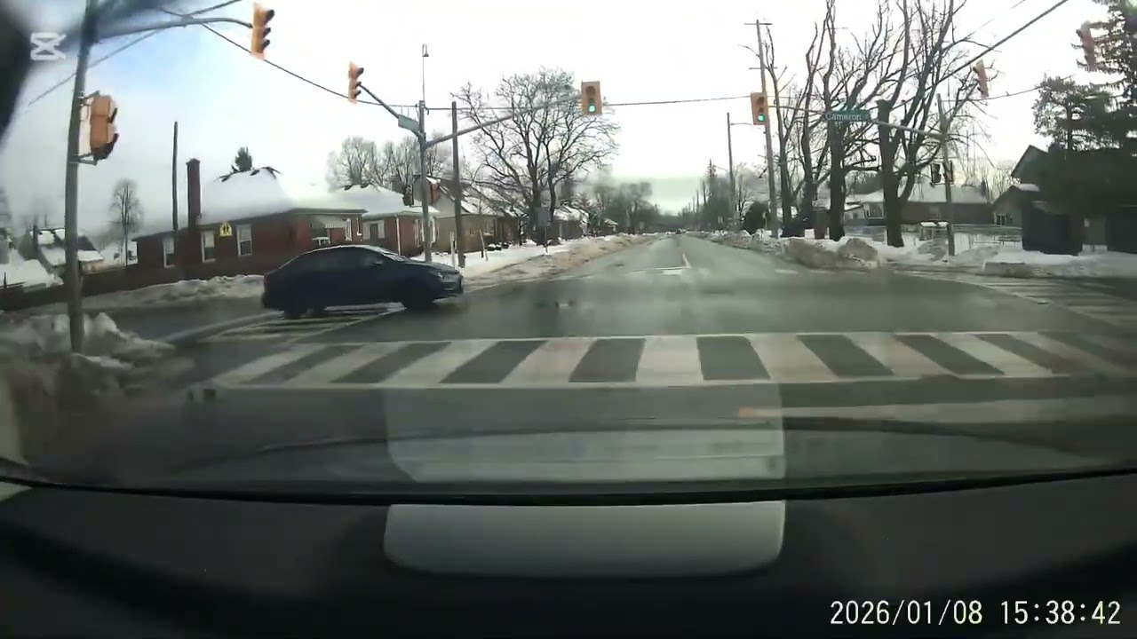 Older lady on Monaghan road thinks red lights mean stop signs and blows a red
