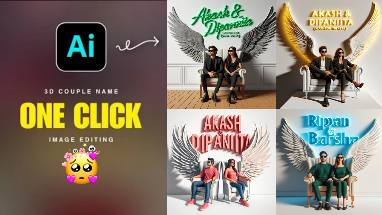 How to Create 3D Ai Wings Couple Name Image | Trending Couple Wings Name Photo Editing | Bing Ai