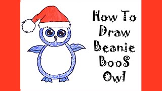 How to Draw Beanie Boo Owl Icicles Step by Step Tutorial for Kids. Guided Christmas Drawing Idea screenshot 5
