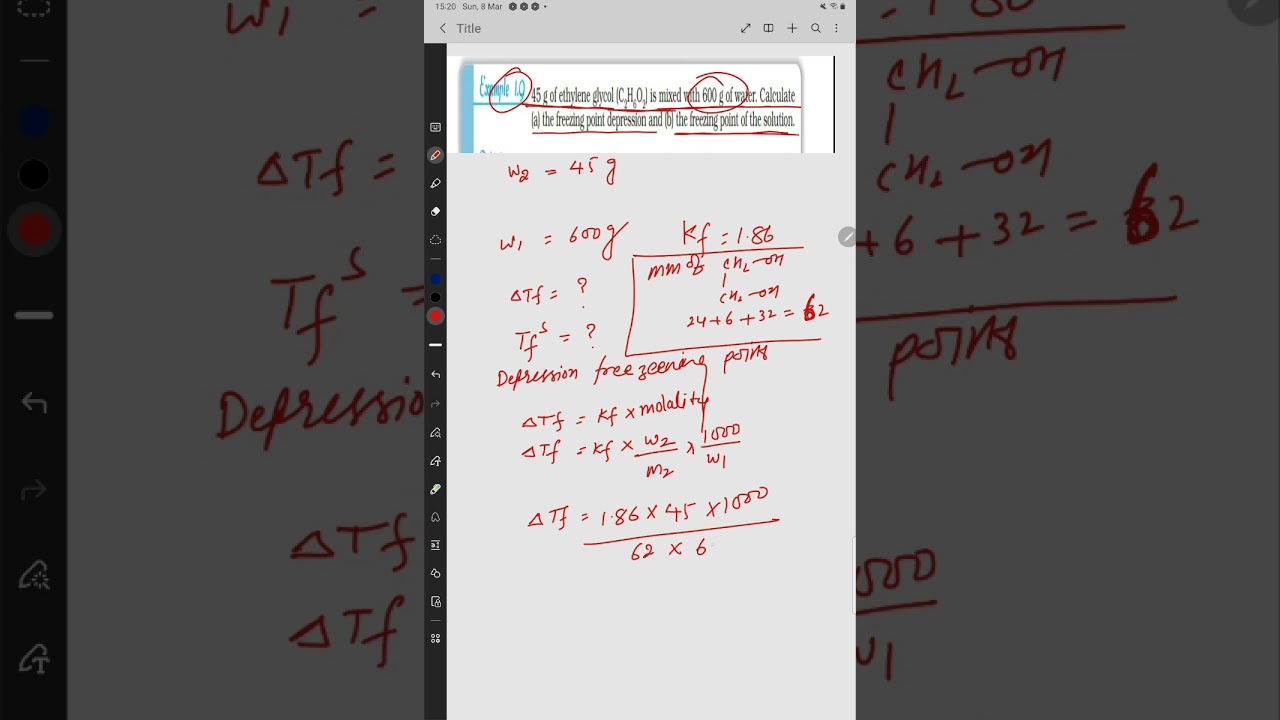 Пример 1.9. 45 г этиленгликоля (C2H6O2) смешивают с 600 г воды. Рассчитайте (а)