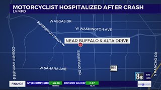 Motorcyclist hospitalized with life-threatening injuries after west Las Vegas valley crash
