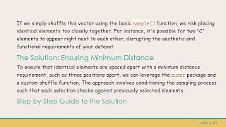 Shuffle a Vector in R with Minimum Distance Between Identical Elements