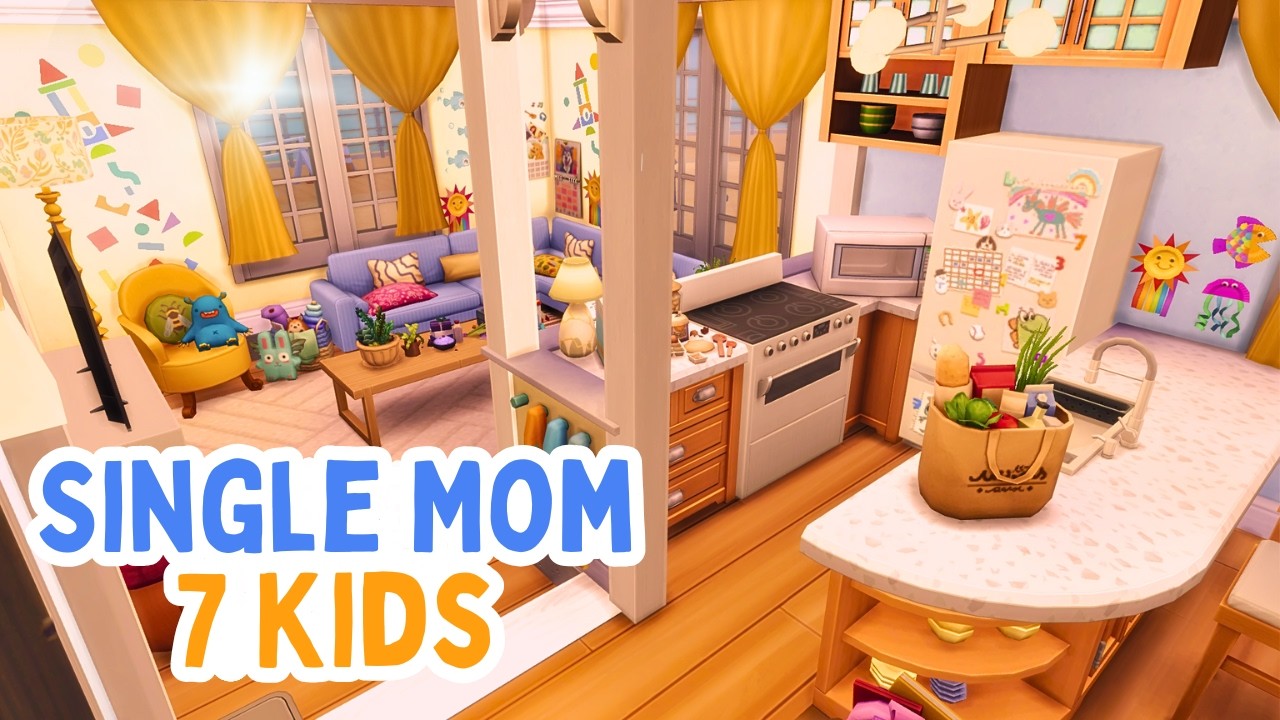 Single Mom, 7 Kids Apartment | The Sims 4 Speed Build