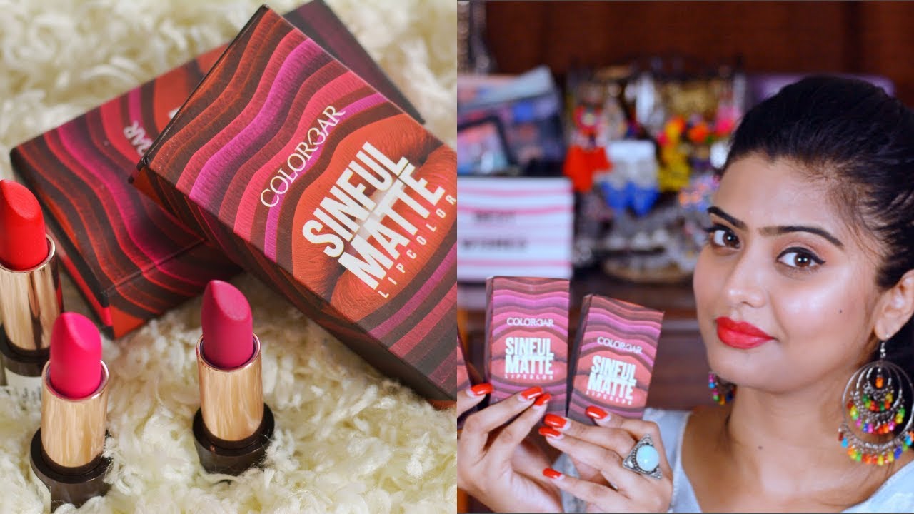 *NEW* COLORBAR SINFUL MATTE LIPSTICK REVIEW & SWATCHES || Little Pixie Dust || Shalini Banik