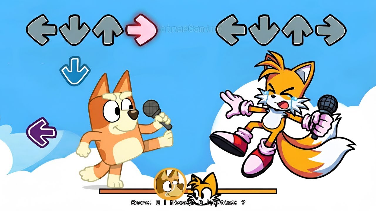 FNF Sonic All PHASES 2 VS Bluey, Bingo & Mackenzie Sings Pony Girl | Bluey FNF Mods