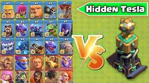 Max Hidden Tesla VS All max Troops - Clash of clans #clashofclans