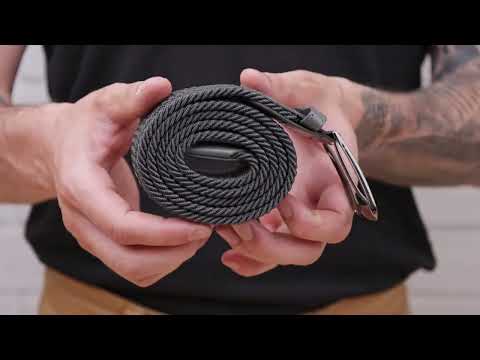 Текстильний ремінь чоловічий класика Vintage 20518 Сірий, видео 1