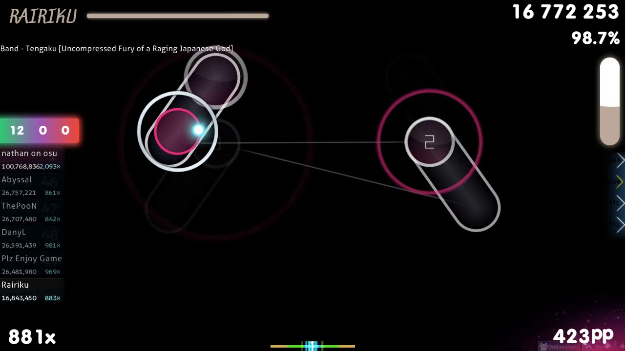 [8.02⭐] Rairiku | Wagakki Band - Tengaku [Uncompressed Fury] 96.85% {#3 616pp FC} - osu!