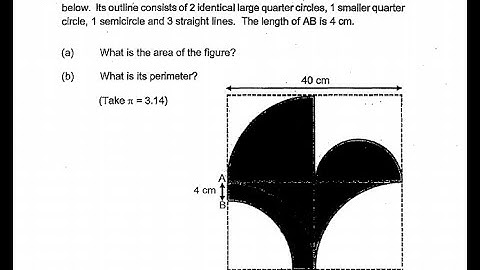 P6 2019 ACS Prelims Q17 - Area Perimeter | Square paper Quarter circles semicircle | PSLE Maths