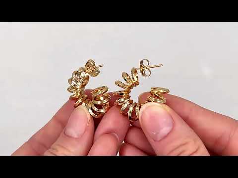 Сережки кільця Пружинка 54091 розмір 25х9 мм вага 10.5 г позолота 18К, видео 1