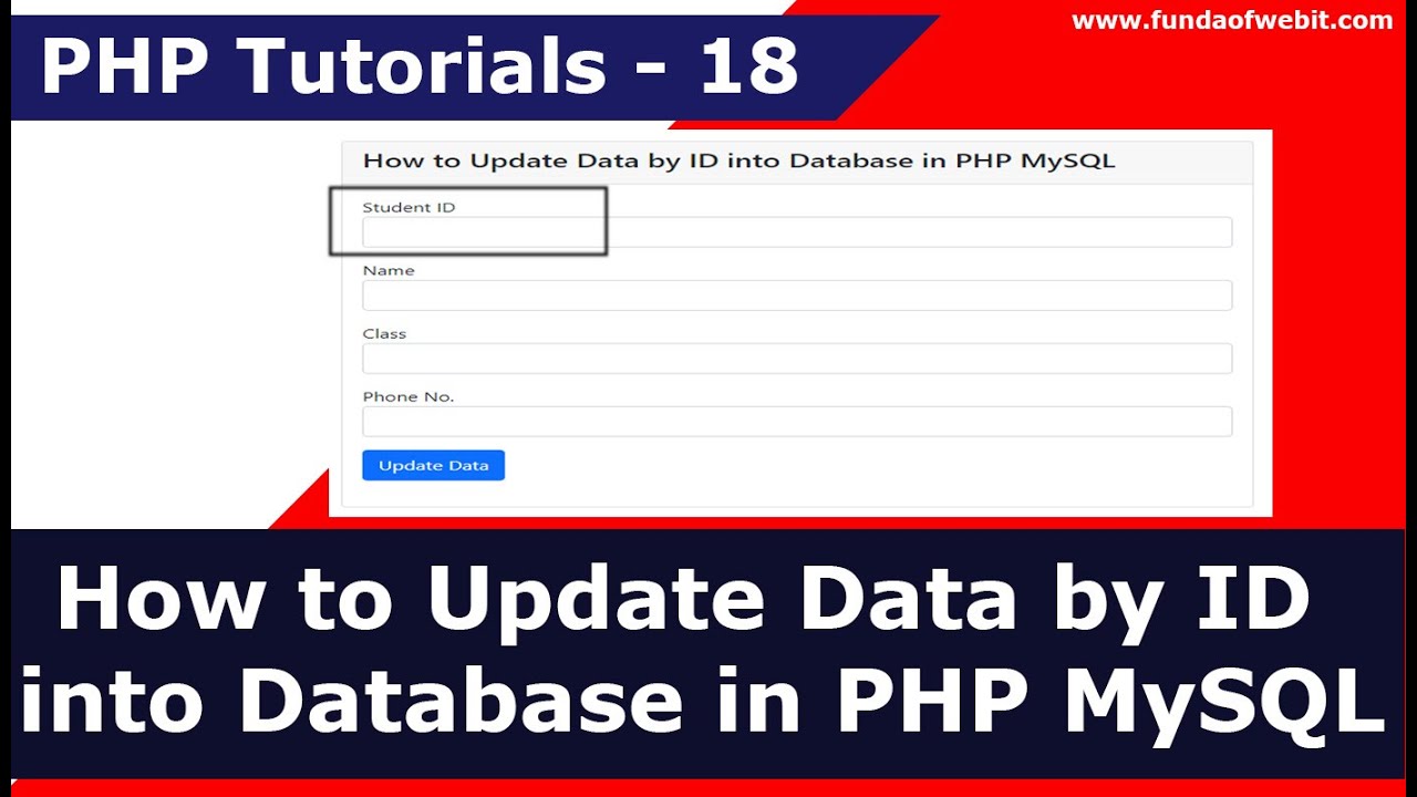 code php update ฐานข้อมูล  2022 Update  How to edit update data in php MySQL | Update data by id into database | PHP Tutorials - 18