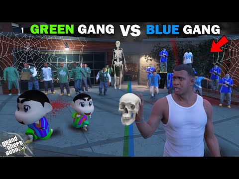 Franklin Blue Gang VS Shinchan Green Gang Horror House Challenge In GTA 5!