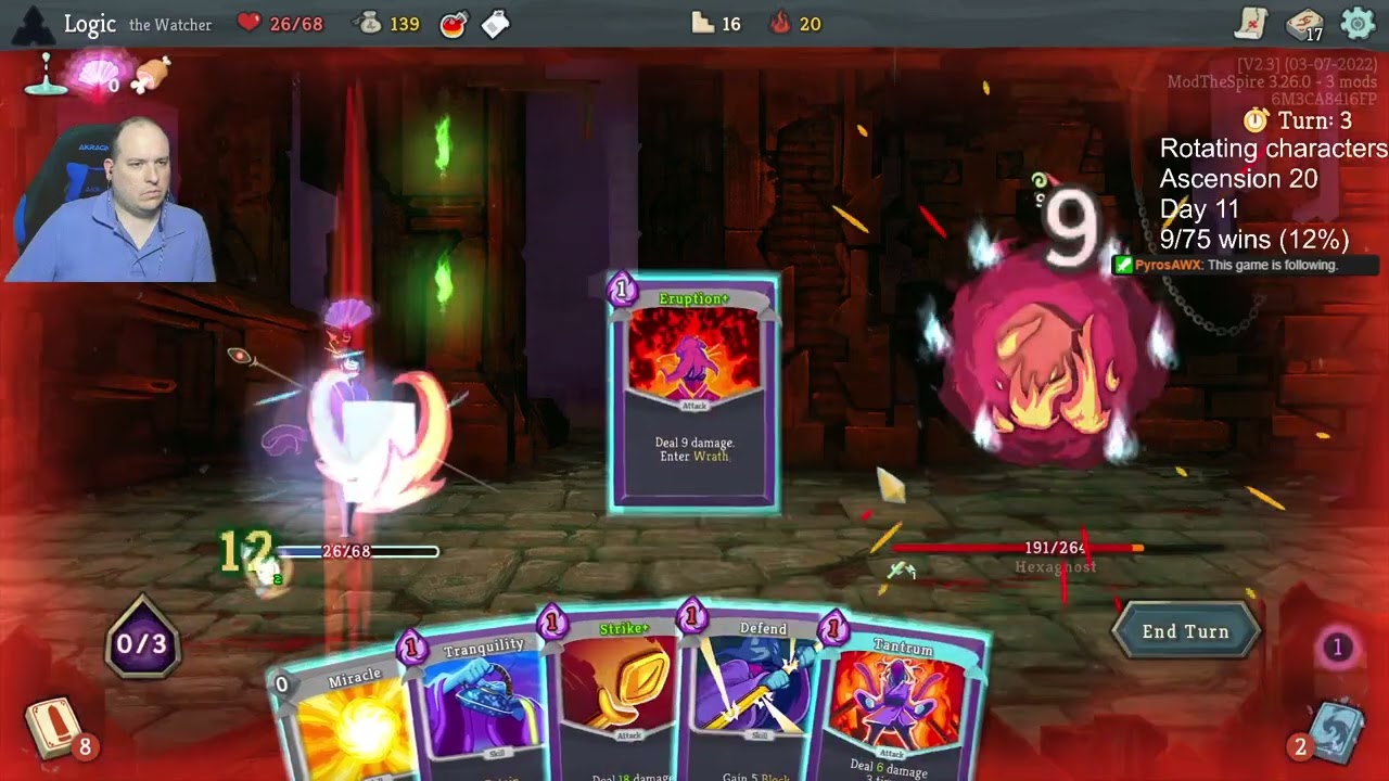 Classic Watcher - Slay the Spire - Watcher Ascension 20 Heart Victory - Win 10 of 100