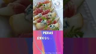 Peras envueltas en jamón curado con queso azul. #JamónCurado #QuesoAzul #Alquimiagastronómica