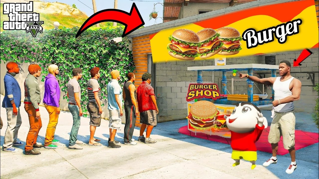Franklin SHINCHAN NEW BURGER SHOP in GTA 5 #gta5 