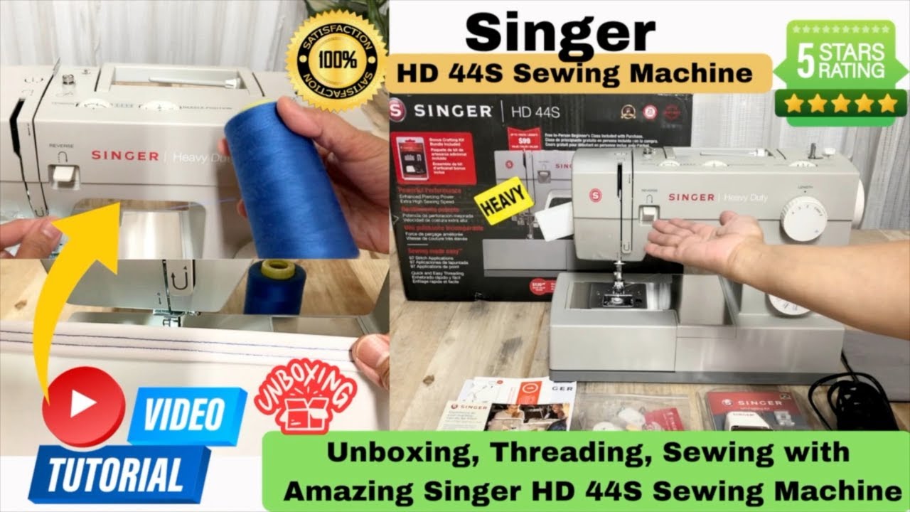 UNBOXING ,THREADING AND SEWING ON AMAZING SINGER HD 44S SEWING MACHINE