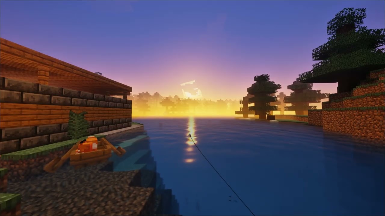 Fish with me during sunset in Minecraft - 4K 60 FPS