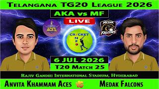 Anvita Khammam Aces vs Medak Falcons Live | AKA vs MF Live | 25th Match of Telangana T20 League 2026