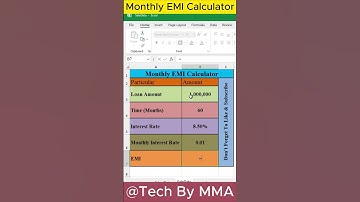 Monthly EMI Calculator on MS Excel | Mastering Monthly EMI Calculations with Excel  #exceltips
