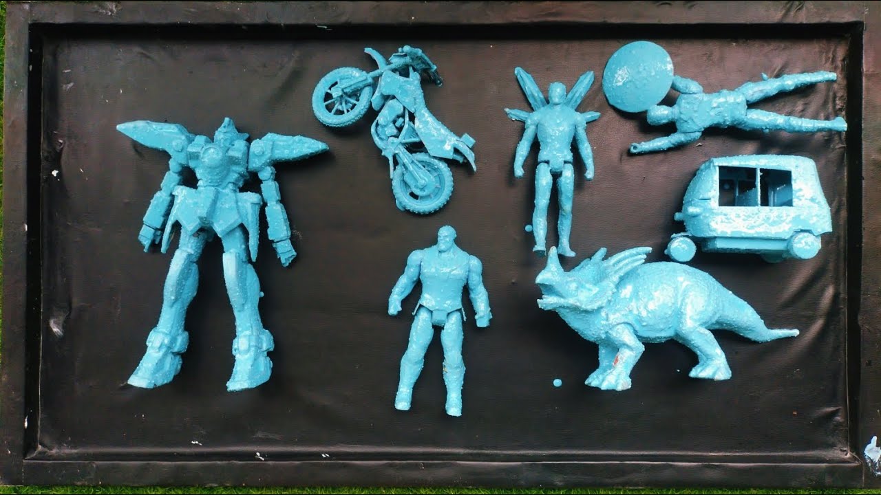 Membersihkan mainan berlumpur mobil balap, motor trail, trisertops,bajay, robot, iron-man, Thanos 