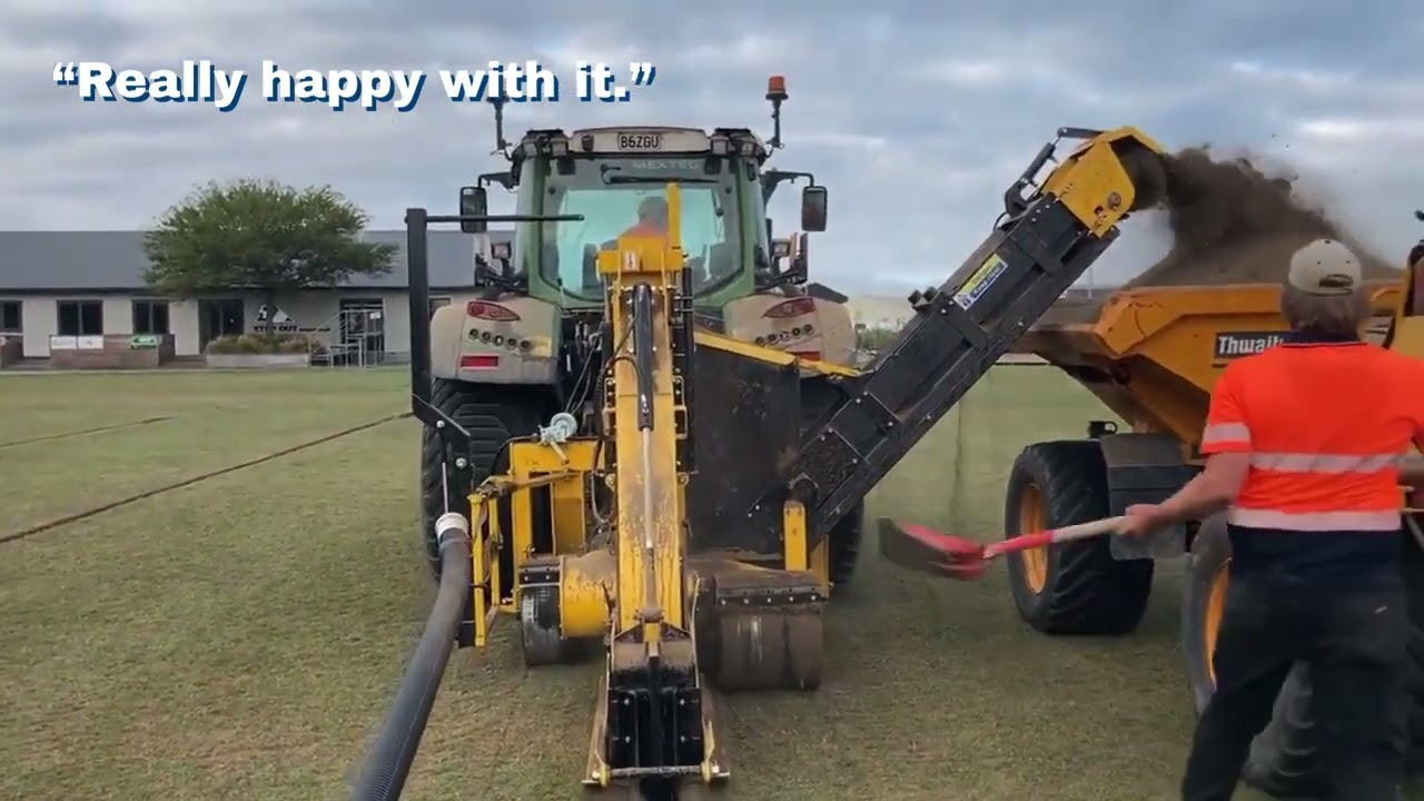 Mexted Sports Turf trenching with the Wizz Wheel 75 "like a knife through butter"