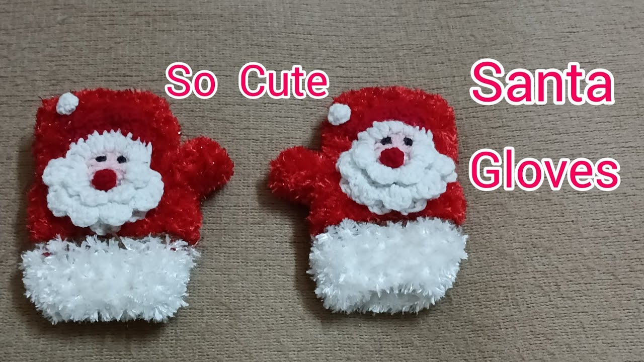 So Easy ! New Cute Crochet Santa Gloves l Beautiful Fingerless Gloves