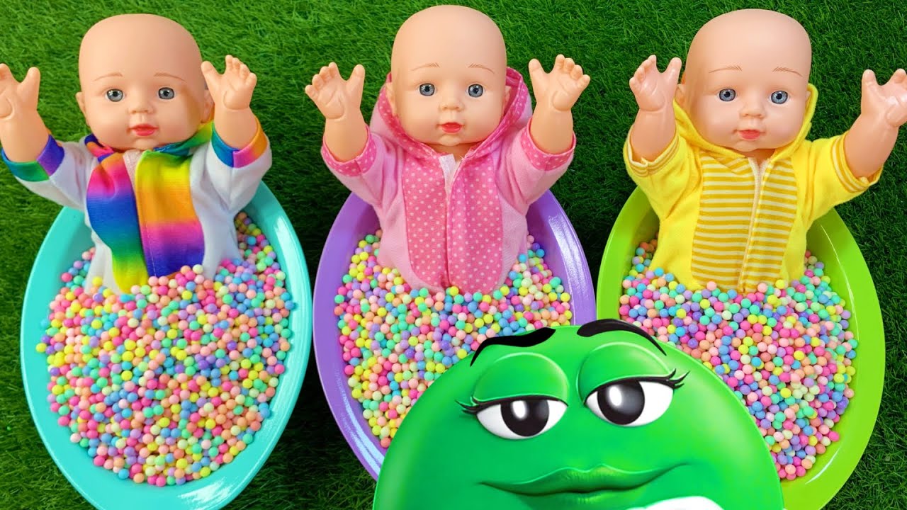4 Minutes Satisfying with Full of 3 Rainbow BathTubs Candy with M&M's & Magic Slime Cutting Video