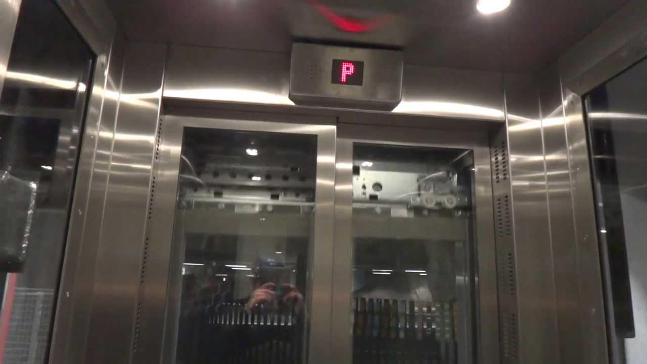 Brand New SMW MRL Traction elevator @ Västra Skogen Subway Station, Stockholm, Sweden.