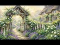 English Cottage Garden Gate 🌿 4K Samsung Frame TV Art | Roses Lavender Foxglove Wall Art Screensaver