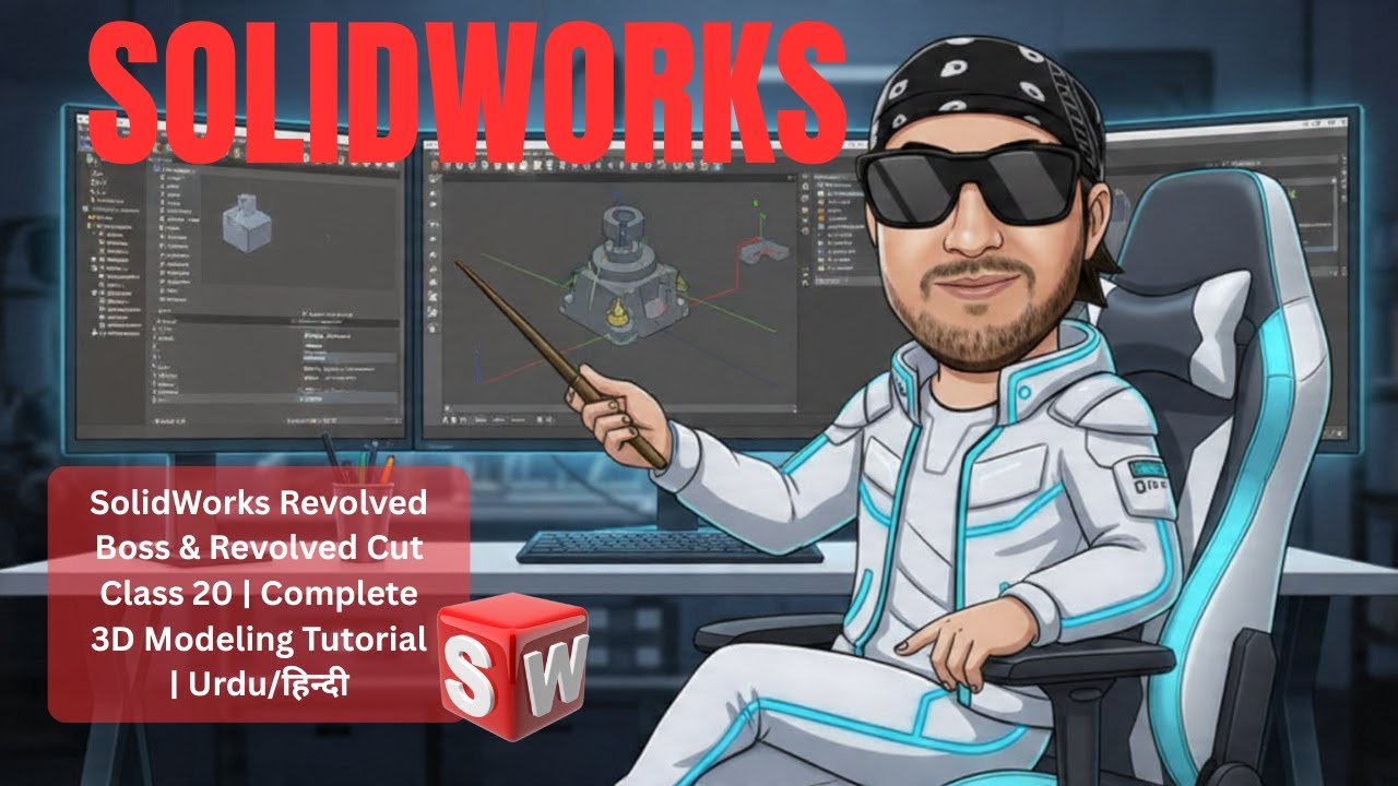 SolidWorks Revolved Boss & Revolved Cut Class 20 | Complete 3D Modeling Tutorial | Urdu Hindi