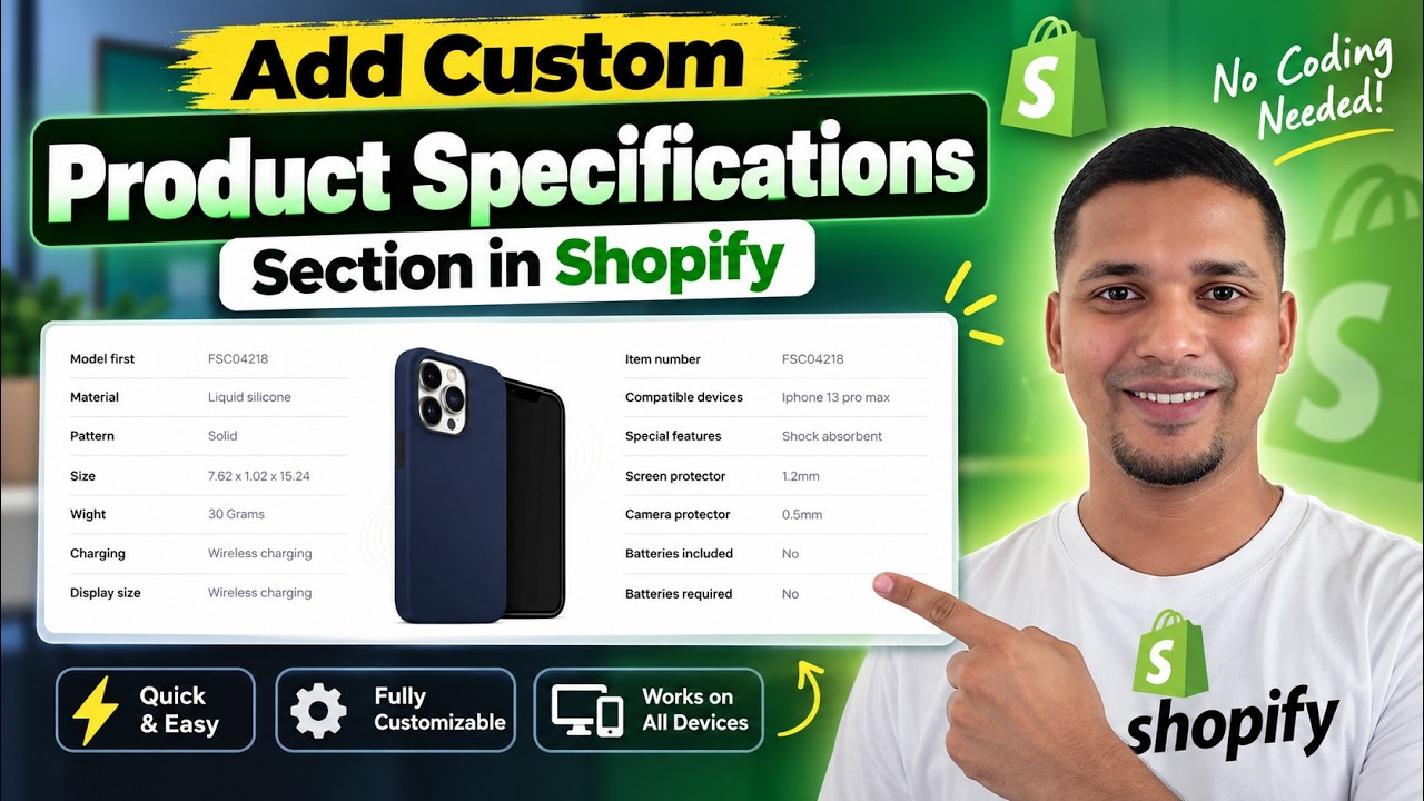 Add Custom 'Product Specifications' Section in Shopify Quick & Easy ...