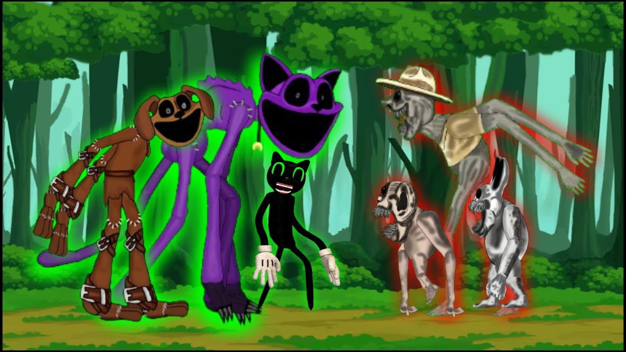Catnap, Cartoon Cat, Dogday VS Zoonomaly, Monster Monkey, Monster Bunny