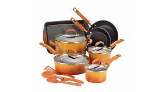 Rachael Ray 14-Piece Hard Enamel Nonstick Cookware Set, Orange Rachael Ray 14-Piece Hard Enamel Nonstick Cookware Set, Orange