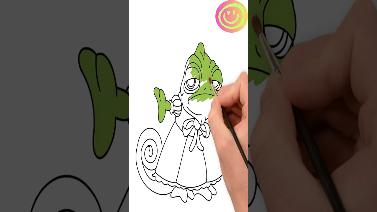 DRAW & COLOR Pascal Chameleon from Rapunzel | Fun for Kids!