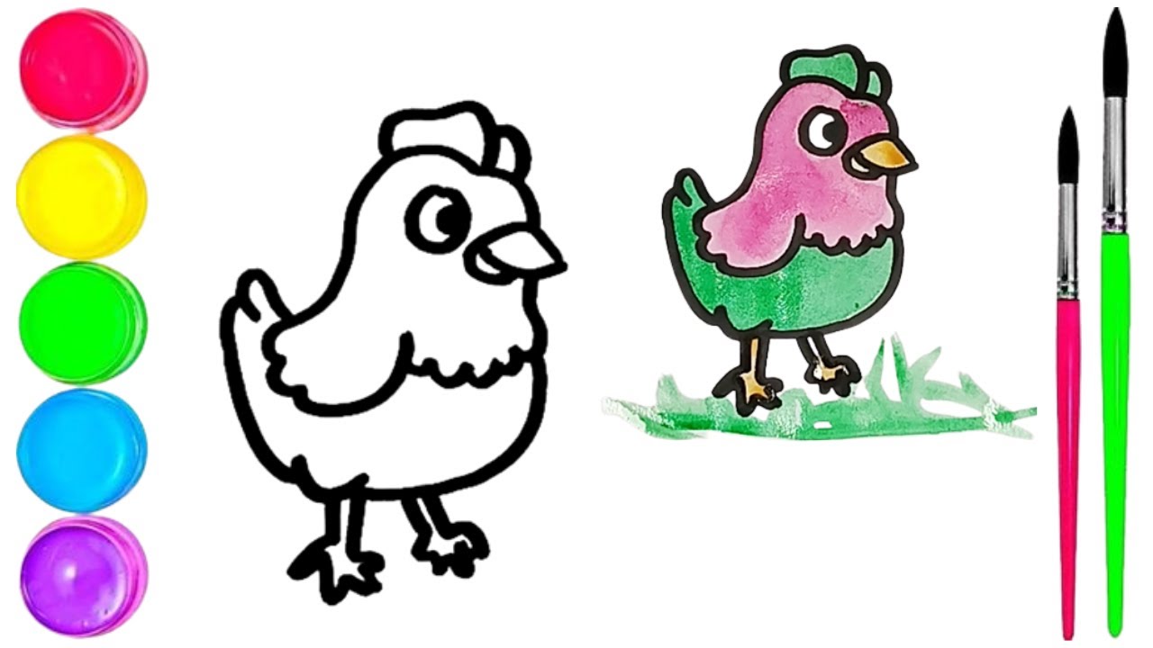 How To Draw  cute Hen Drawing, Painting & water Coloring For Kids and Toddlers_🌈🎨