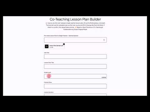 Co teaching Lesson Plan Builder Instructions
